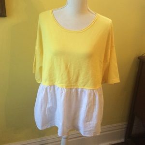 Zara NWT Cute Yellow & White Knit Top size L